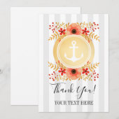 Aquarelle d'Ancre marine or Merci floral (Devant / Derrière)