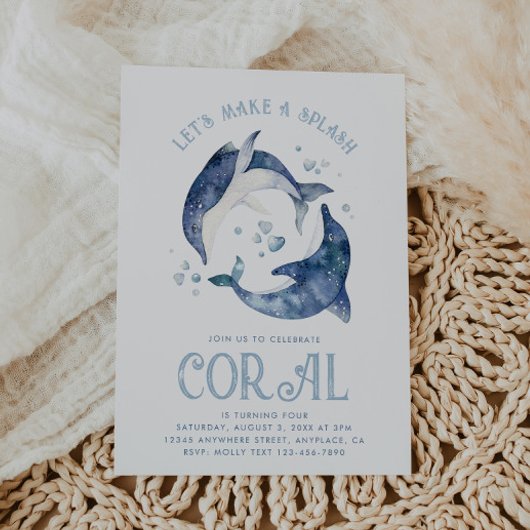 Aquarelle Dauphin Invitation d'anniversaire