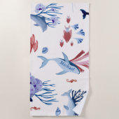Aquarelle Dauphins Baleines Sous-marin Serviette d (Devant)