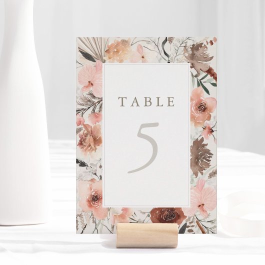 Aquarelle d'automne Boho Mariage Numéro de table