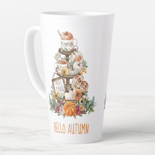 Aquarelle d'automne Citrouilles Latte Mug (Angle gauche)