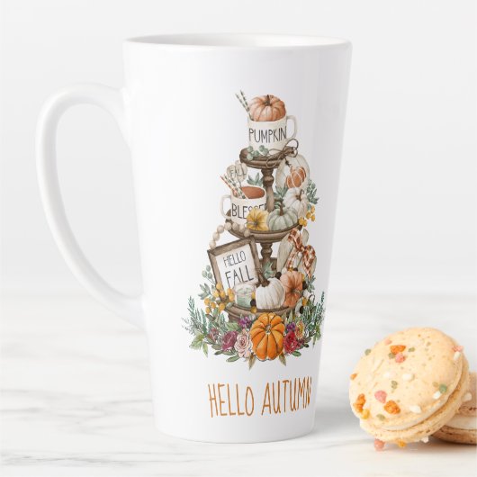 Aquarelle d'automne Citrouilles Latte Mug (En situation)