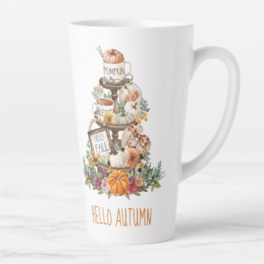 Aquarelle d'automne Citrouilles Latte Mug (Droite)