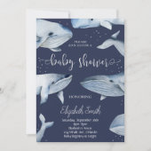 Aquarelle de baleine Baby shower noir Invitation (Devant)