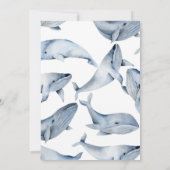 Aquarelle de baleine Baby shower noir Invitation (Dos)