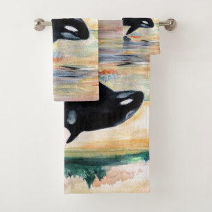 Aquarelle de baleine Dessin d'art Salle de bain En