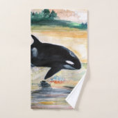 Aquarelle de baleine Dessin d'art Salle de bain En (Serviette à main)