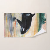 Aquarelle de baleine Dessin d'art Salle de bain En (Serviette à main)
