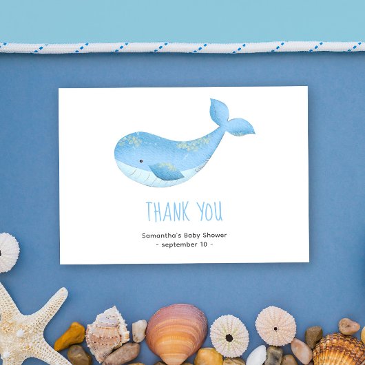 Aquarelle de baleine - merci baby shower
