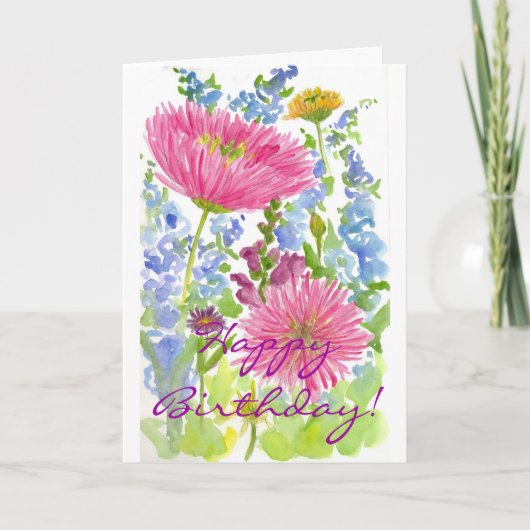 Aquarelle de bouquet de dahlia de rose de carte de (Devant)