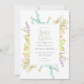 Aquarelle de bouquet Succulente | INVITATION BABY  (Devant)