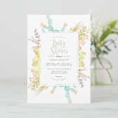 Aquarelle de bouquet Succulente | INVITATION BABY  (Debout devant)
