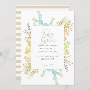 Aquarelle de bouquet Succulente INVITATION BABY