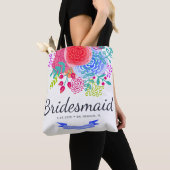 Aquarelle de Bridesmaid Script Sac fourre-tout flo (De près)