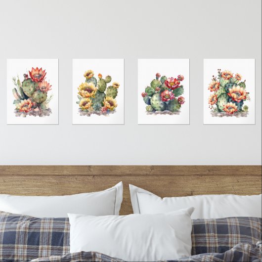 Aquarelle de cactus à fleur (Chambre à coucher)