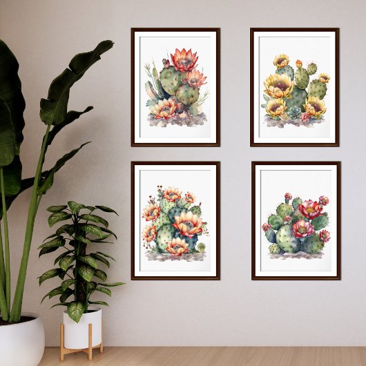 Aquarelle de cactus à fleur