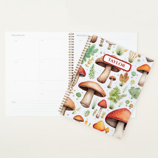 Aquarelle de champignons mignons Forêt rustique (Devant avec enveloppe)