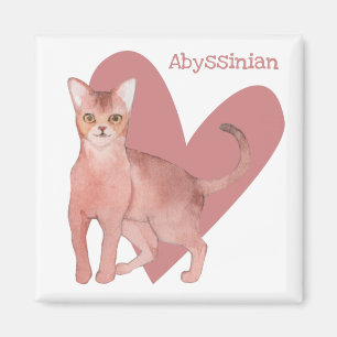 Aquarelle de chat abyssinien Kitty Aimant de coeur