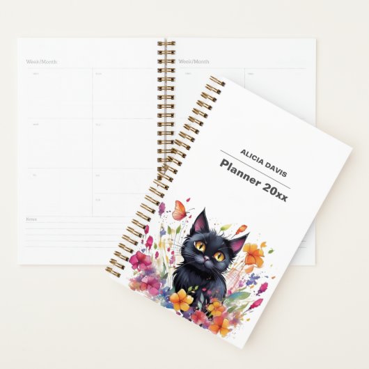 Aquarelle de chat doux non datée | votre nom (Devant avec enveloppe)