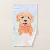 Aquarelle de Chien Chien Chien Cochon Coupe person (Serviette à main)