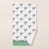 Aquarelle de colibri bleu vert Monogramme initial (Serviette à main)