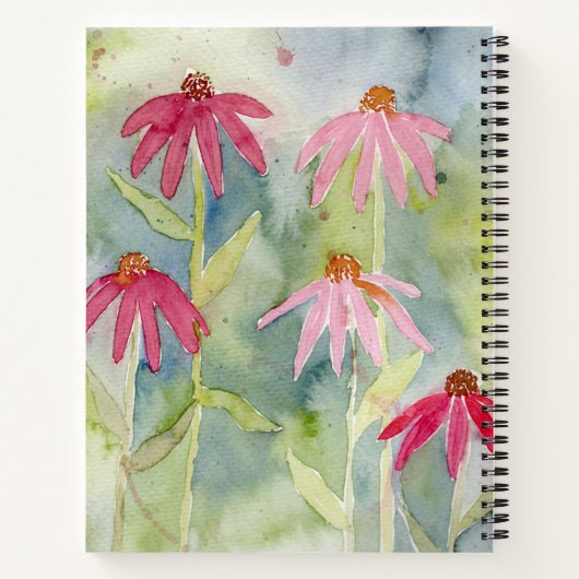 Aquarelle de confleur rose Carnet personnalisé (Dos)