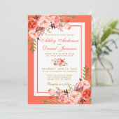 Aquarelle de corail moderne Faire-part de mariage (Debout devant)