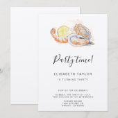 Aquarelle de crevettes et huîtres Invitation d'ann (Devant / Derrière)