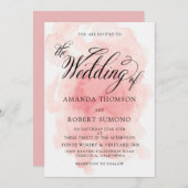 Aquarelle de Faire-part de mariage rose (Devant / Derrière)