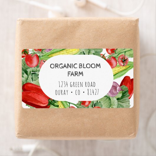 Aquarelle de ferme végétale Étiquette de adresse d (En situation)