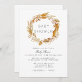 Aquarelle de feuillage d'automne | INVITATION BABY (Devant / Derrière)