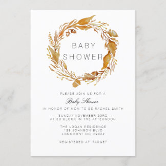 Aquarelle de feuillage d'automne | INVITATION BABY