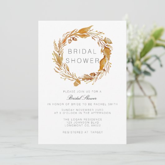 Aquarelle de feuillage d'automne | INVITATION FÊTE (Debout devant)