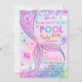 Aquarelle de fille sirène et invitation d'annivers (Devant)