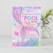 Aquarelle de fille sirène et invitation d'annivers (Debout devant)