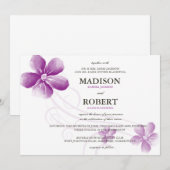 Aquarelle de fleurs violettes Invitations de maria (Devant / Derrière)