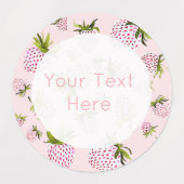 Aquarelle de fraise rose Étiquette (Design 1)