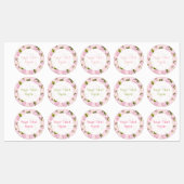 Aquarelle de fraise rose Étiquette (Feuille)