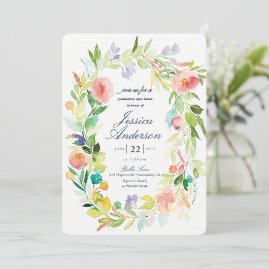 Aquarelle de graduation Invitation Open House (Debout devant)