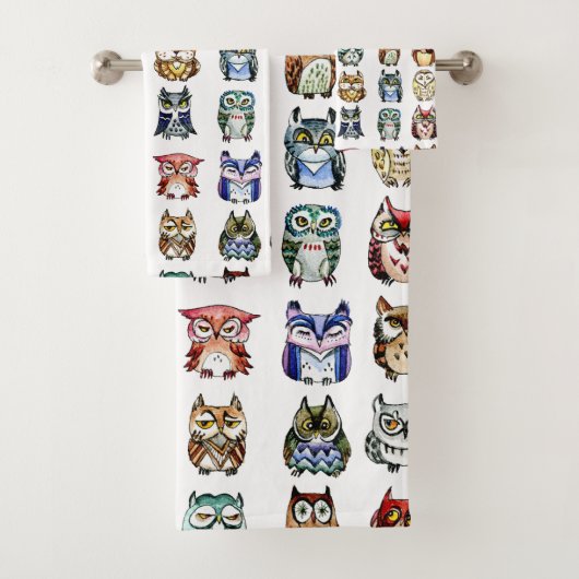 Aquarelle de hiboux d'arc-en-ciel (En situation)