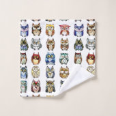 Aquarelle de hiboux d'arc-en-ciel (Gant de toilette)