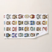 Aquarelle de hiboux d'arc-en-ciel (Serviette à main)