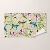 Aquarelle de jardin enchantée Colibris et fleurs (Serviette à main)