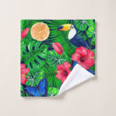Aquarelle de jardin toucan et tropical (Gant de toilette)