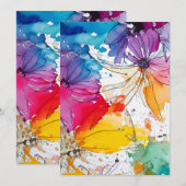 Aquarelle de la fleur arc-en-ciel Invitation flora (Devant / Derrière)