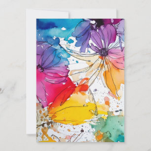 Aquarelle de la fleur arc-en-ciel Invitation flora