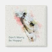 Aquarelle de la grenouille mignonne Aimant Carré s (Devant)