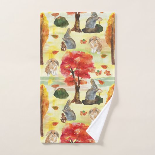 Aquarelle de lapin de bois (Serviette à main)