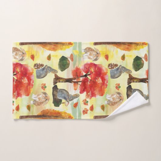 Aquarelle de lapin de bois (Serviette à main)