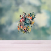 Aquarelle de lapin mignonne avec fleur (Neutre)